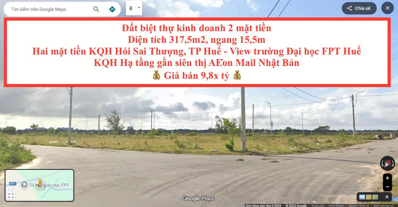 Đất tại phường Thanh Thủy, TP Huế 317.5m² giá 9.8 tỷ - Gần Đại học FPT!