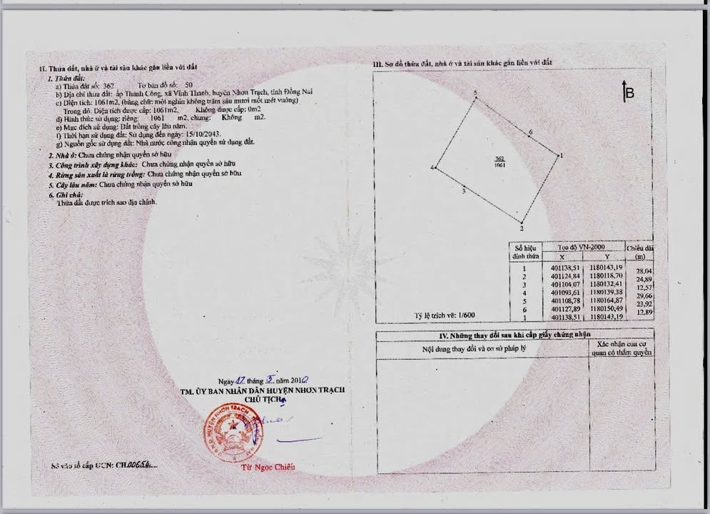 Đất nông nghiệp 1.061m² xã Vĩnh Thanh Nhơn Trạch giá 1.8 tỷ - Diện tích lớn, thuận tiện di chuyển!