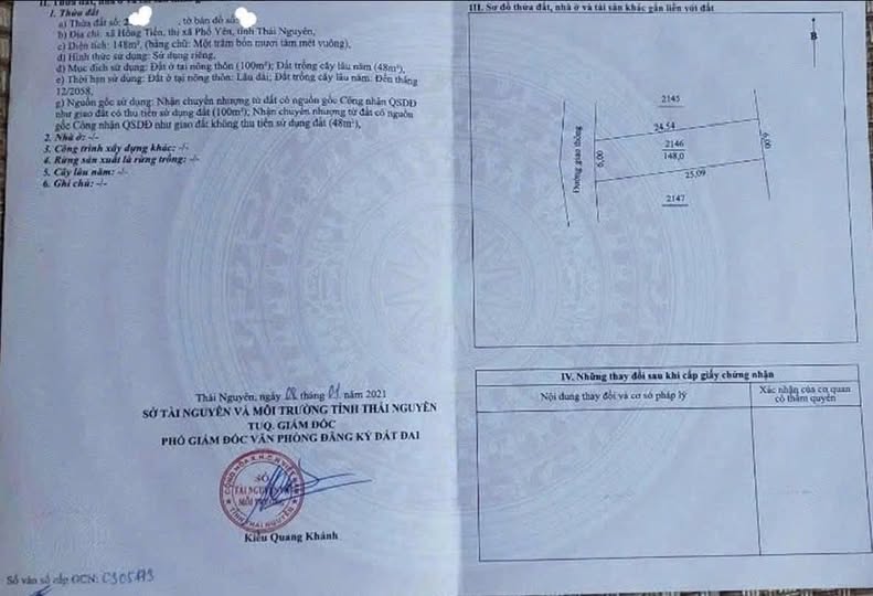 Lô đất Hồng Tiến, Phổ Yên 148m² giá 1.3 tỷ - Vị trí vàng sinh lời cao!