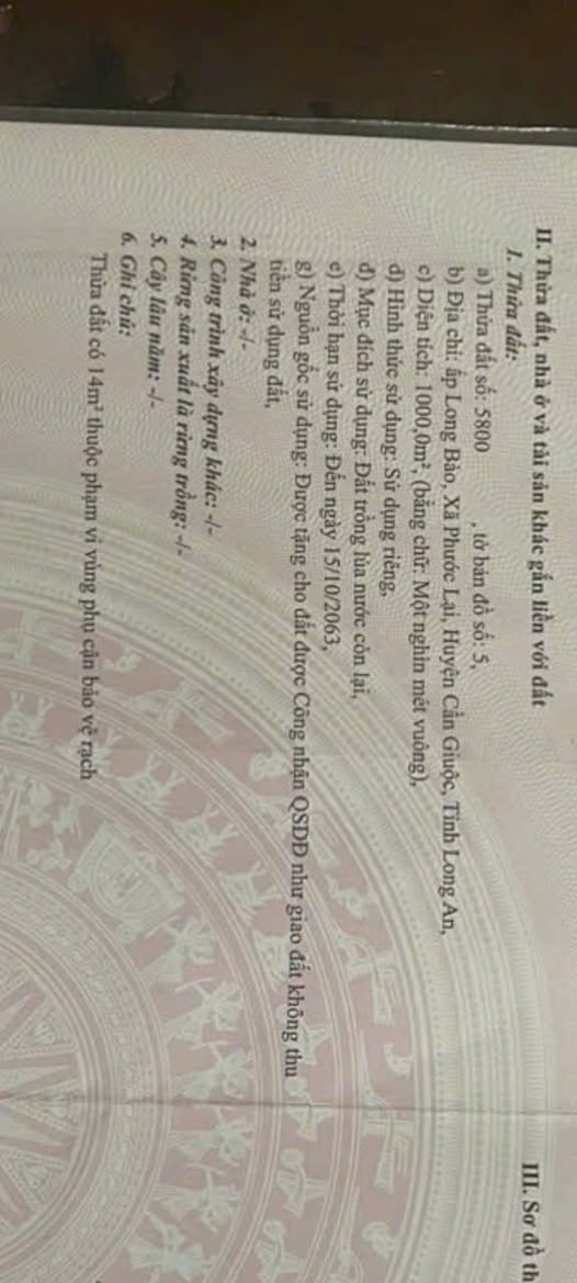 Đất nông nghiệp 1000m² xã Phước Lại, Cần Giuộc - Sổ hồng chính chủ chỉ 450 triệu