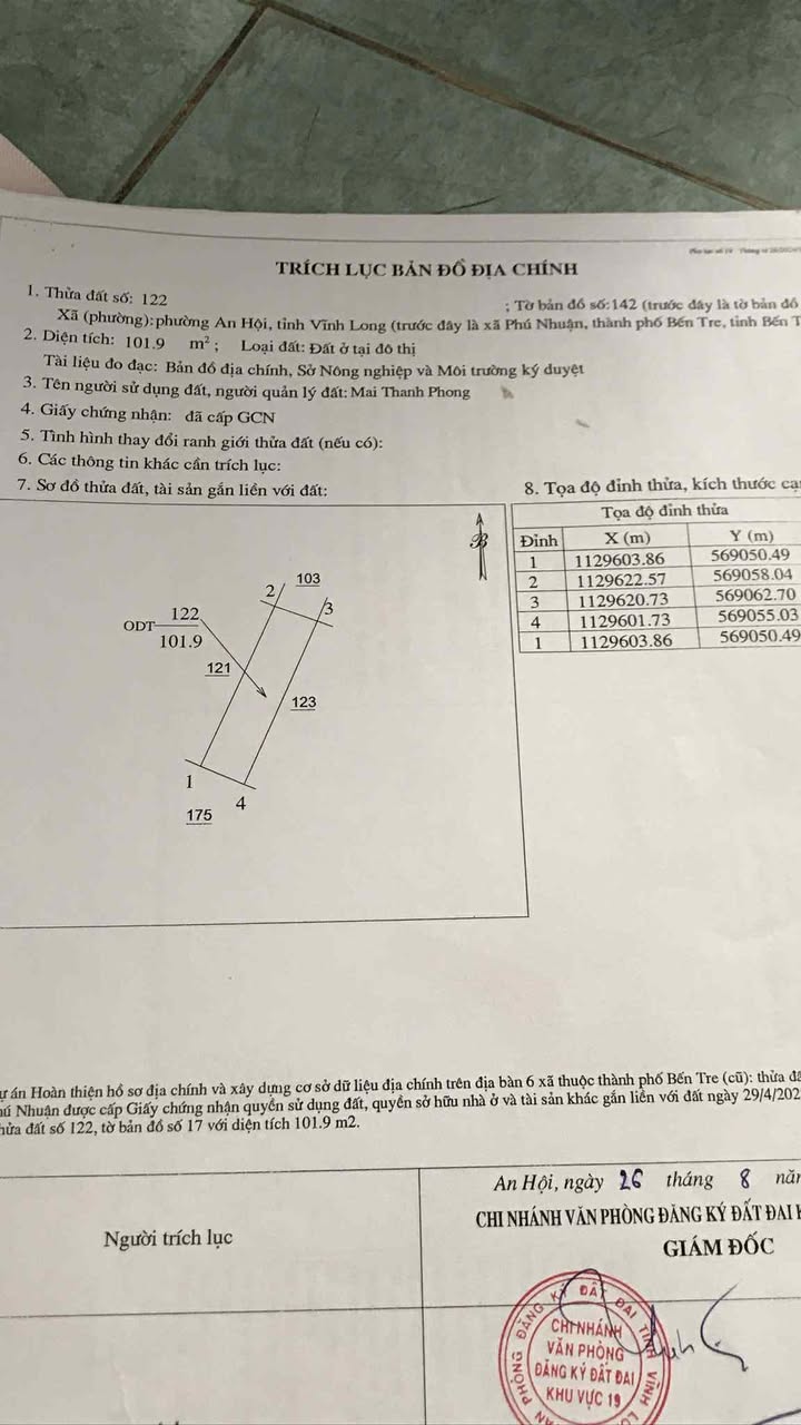 Đất nền An Hội, Bến Tre 101.2m² giá 580 triệu - Sổ đỏ chính chủ, xây dựng ngay!
