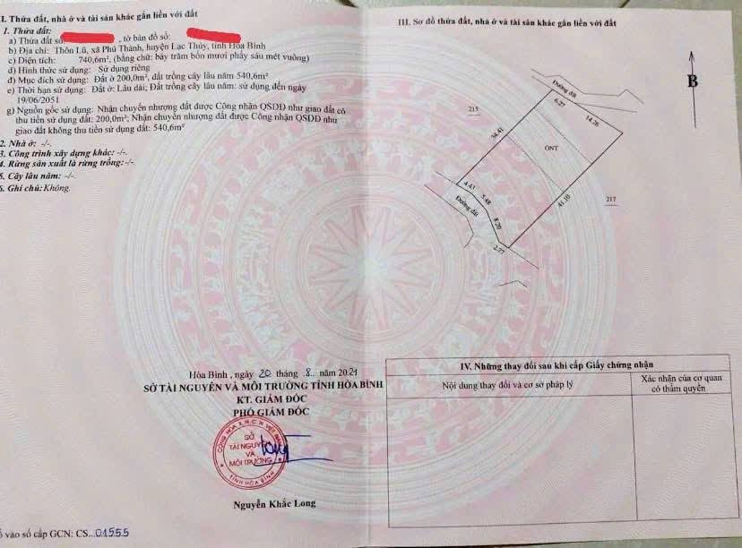 Đất thổ cư 740m² tại Phú Thành, Lạc Thủy - Giá thỏa thuận, vị trí đắc địa!