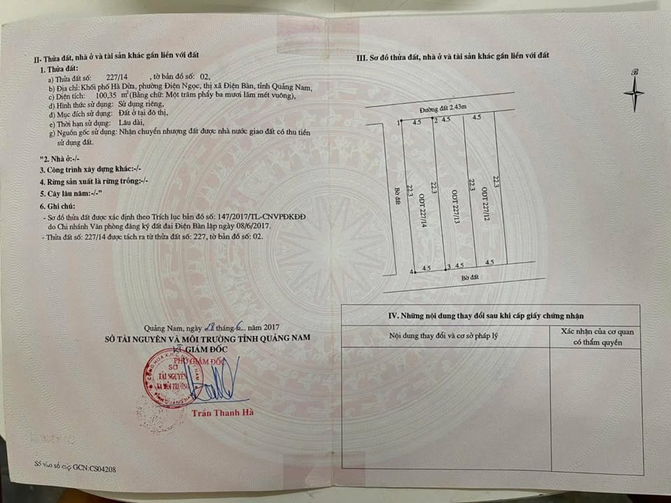 Đất ở đô thị Điện Bàn 100,35m² giá 1,3 tỷ - Đầu tư sinh lời ngay!