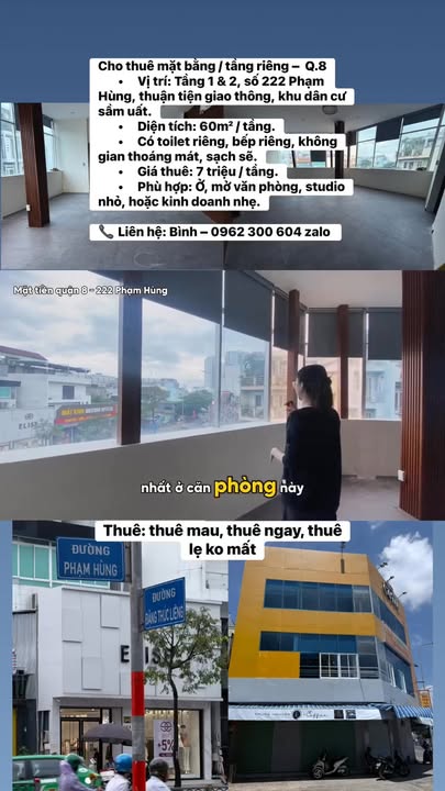 Cho thuê mặt bằng tầng riêng Phạm Hùng, Q.8 - Giá chỉ 7 triệu/tháng!