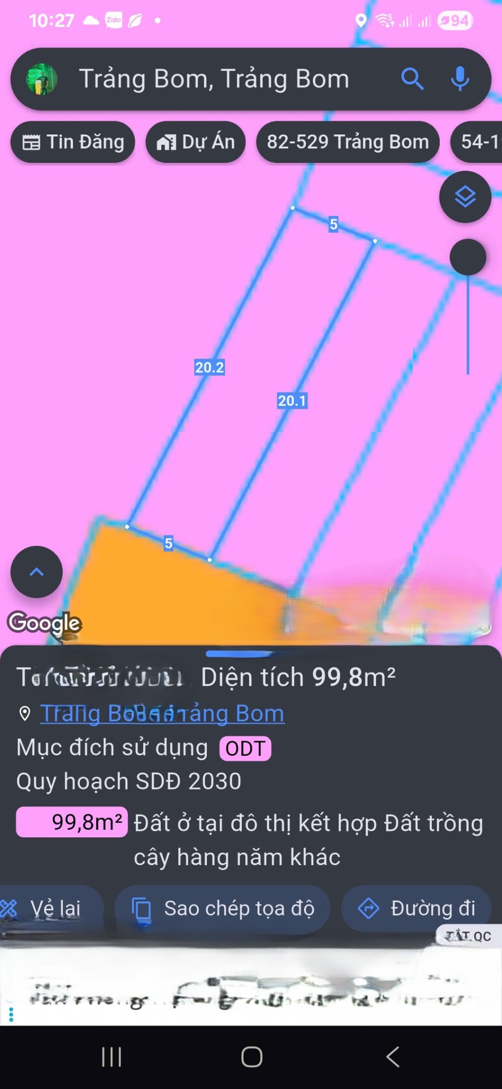 Đất thổ cư 99m² Trảng Bom - Gần chợ mới, giá chỉ 1.5 tỷ!