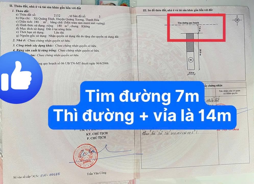 Đất nền Quảng Định 180m² giá 1.3 tỷ - Vị trí đắc địa, dân cư đông đúc!
