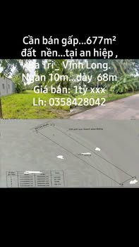 Đất nền An Hiệp, Ba Tri 677m² giá 1 tỷ - Cơ hội đầu tư vàng!