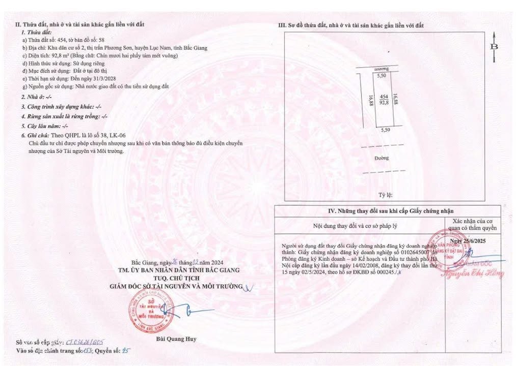 Đất nền Khu dân cư số 2, Lục Nam 92.8m² giá 2 tỷ - View công viên thoáng đãng!