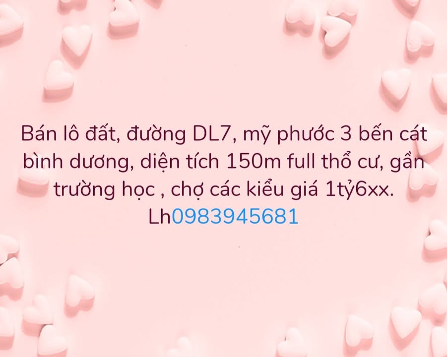 Đất nền Bến Cát, Bình Dương 150m² giá 1.6 tỷ - Đầy đủ thổ cư, gần chợ và trường học!