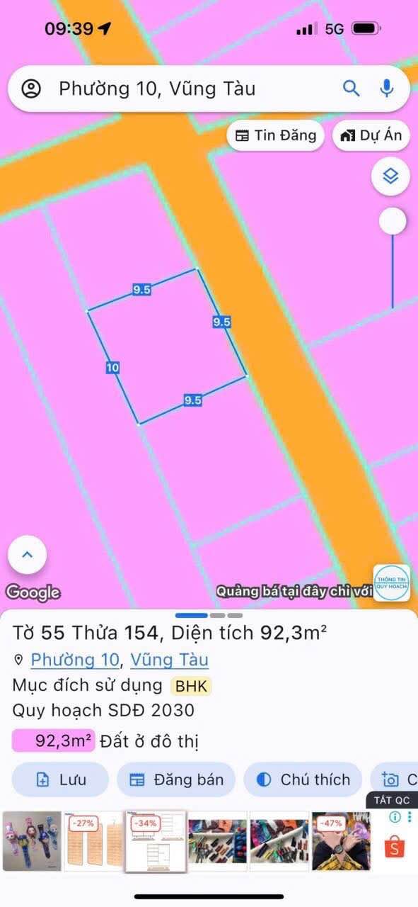 Đất thổ cư Rạch Dừa, Vũng Tàu 60m² giá 5.87 tỷ - Sổ hồng chính chủ bán gấp!