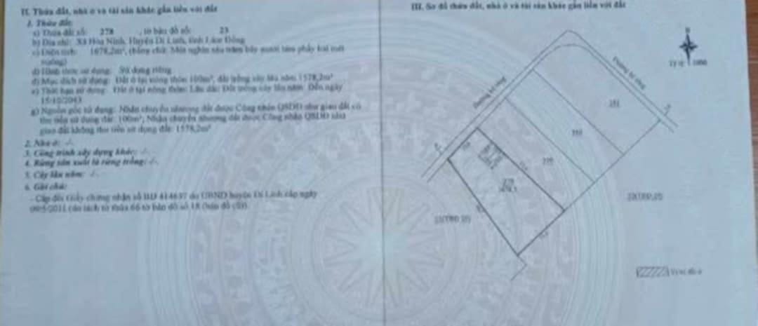 Đất vườn Hòa Ninh, Di Linh 1.700m² giá 1.45 tỷ - Đầu tư sinh lời tuyệt vời!