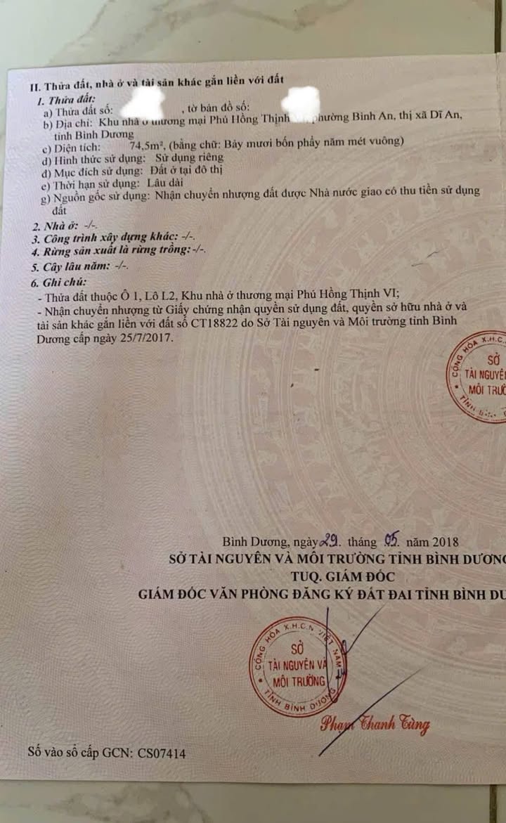 Đất thổ cư Phú Hồng Thịnh 6, Dĩ An 74m² giá 4.7 tỷ - Đường lớn, vị trí đắc địa!