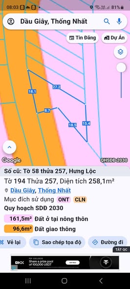 Đất nền tại xã Hưng Lộc, huyện Thống Nhất, 258m² giá 1.2 tỷ - Sổ riêng chính chủ!