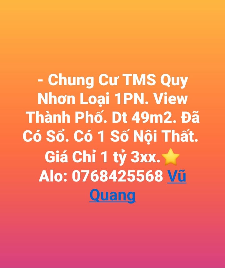 Chung cư TMS Quy Nhơn 49m² giá 1.3 tỷ - View thành phố tuyệt đẹp!