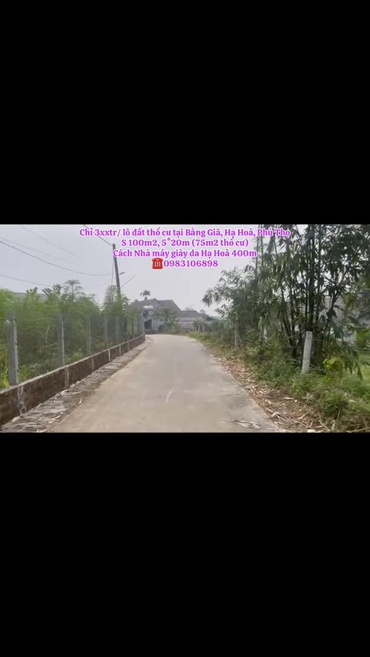 Đất thổ cư Bằng Giã, Hạ Hoà 100m² giá 300 triệu - Cơ hội đầu tư tuyệt vời!