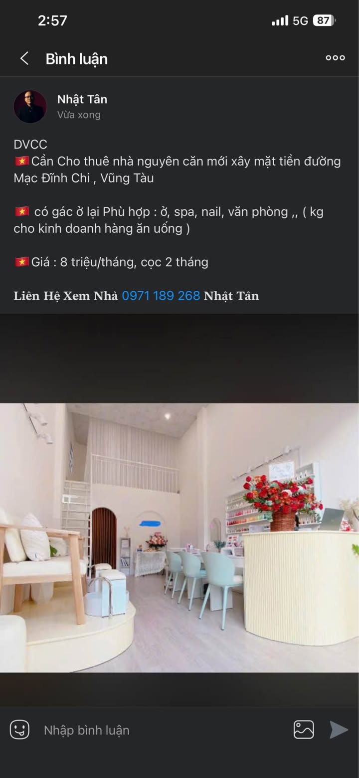 Nhà cho thuê mặt tiền đường Mạc Đĩnh Chi, Vũng Tàu 8 triệu - Không gian lý tưởng cho spa và văn phòng!