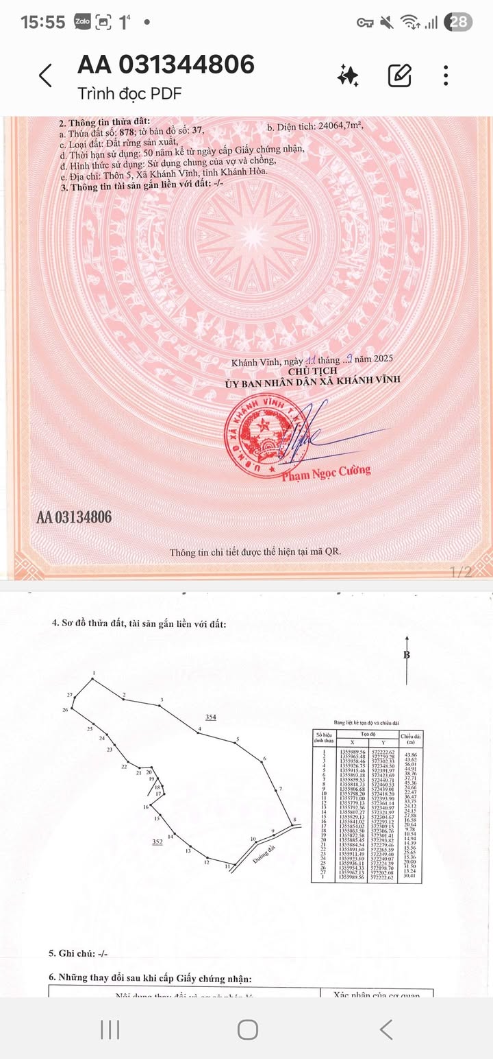 Đất rừng sản xuất 24.000m² tại Thị Trấn Khánh Vĩnh - Giá chỉ 800 triệu VND!