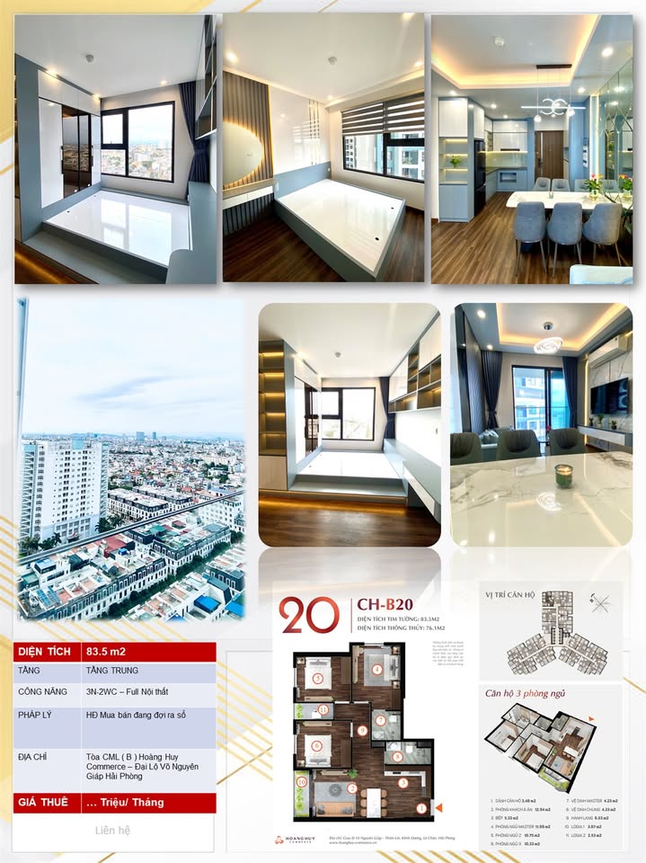 Căn hộ 3PN Hoàng Huy Commerce Hải Phòng - Full nội thất, vào ở ngay!