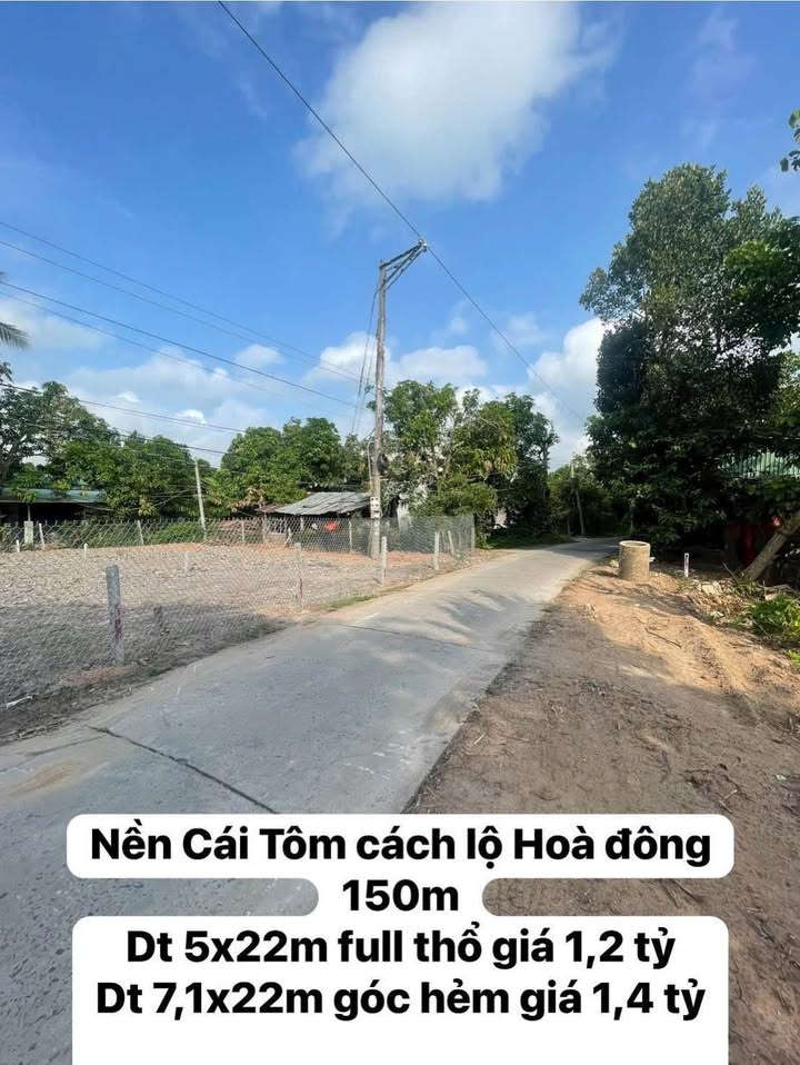 Đất nền Cái Tôm, Hòa An, Cao Lãnh 110m² giá 1.2 tỷ - Đầu tư sinh lời ngay!