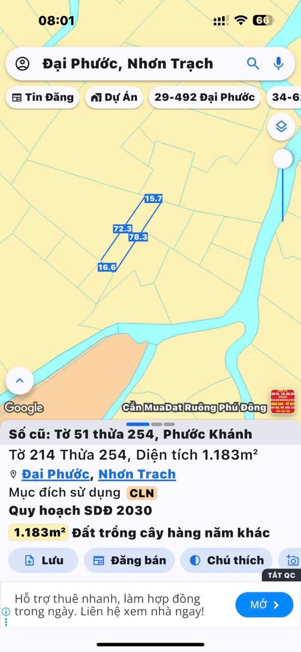 Đất nền Phước Khánh Nhơn Trạch 1183m² giá 950 triệu - Sổ đỏ chính chủ!