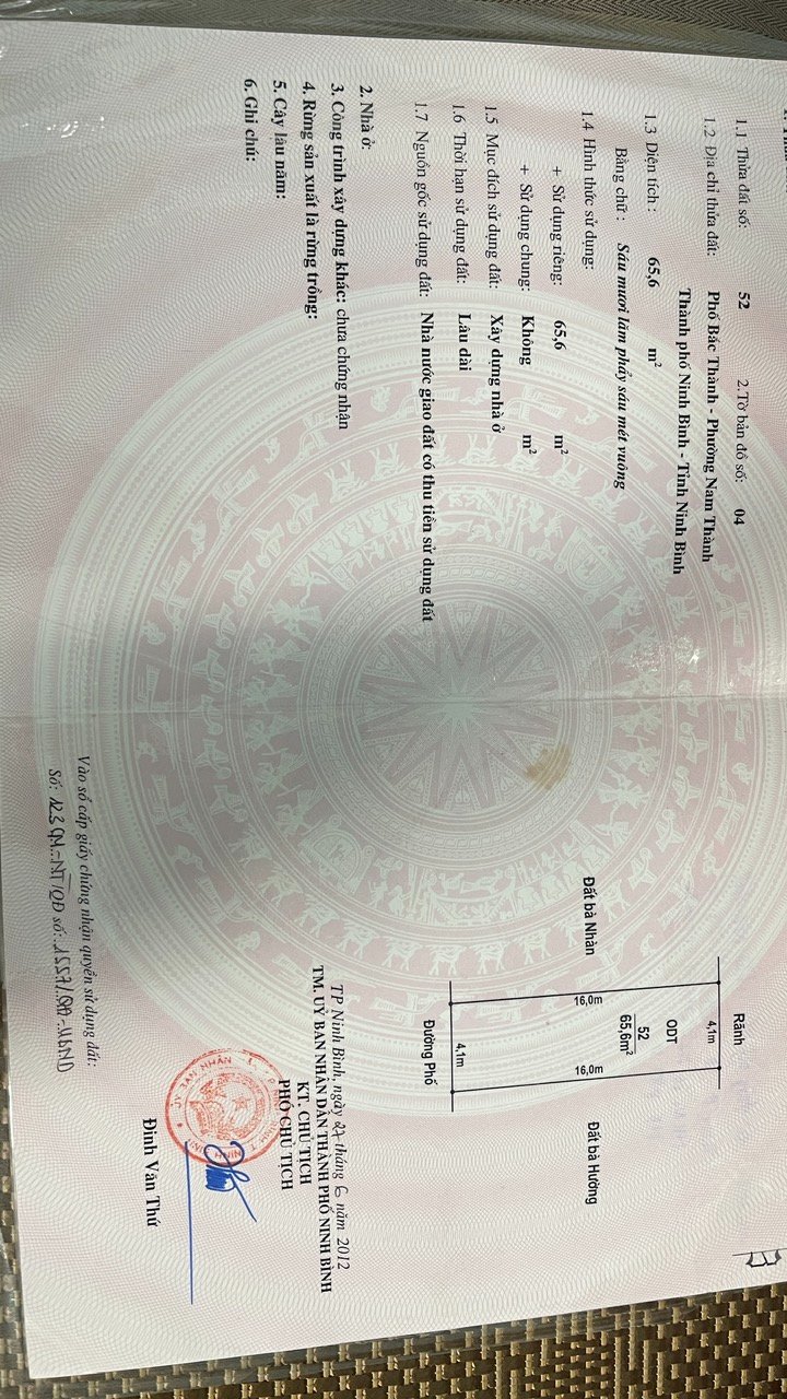 Nhà bán tại phố Bắc Thành, Ninh Bình 65m² - Hướng Nam, giá thương lượng