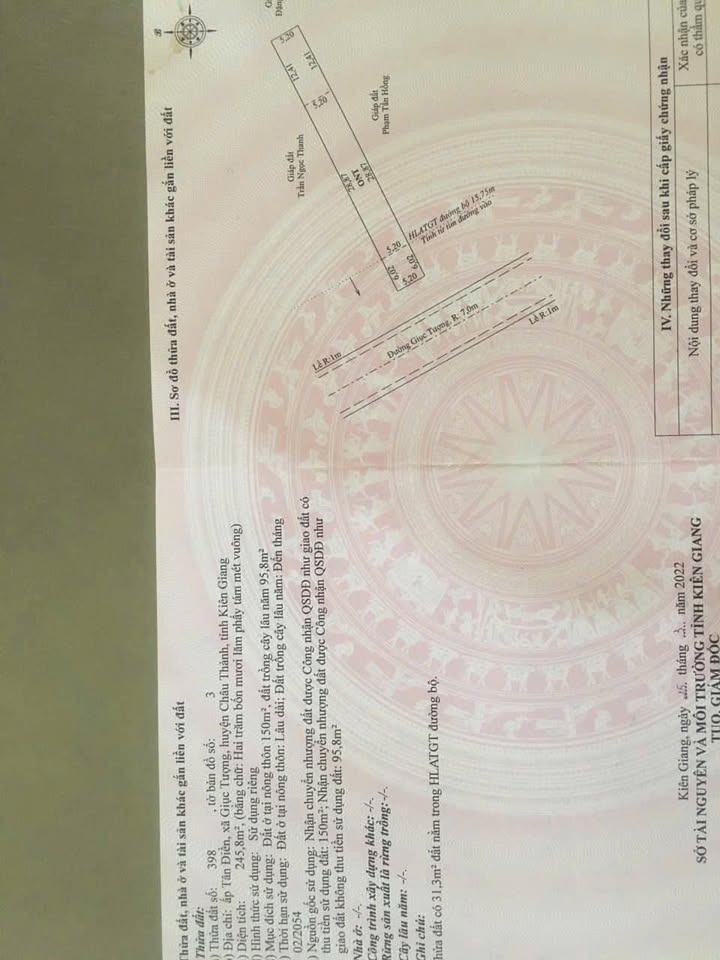 Bán đất Ấp Tân Điền, xã Giục Tượng, 245m² giá 2 tỷ - Cơ hội đầu tư sinh lời!