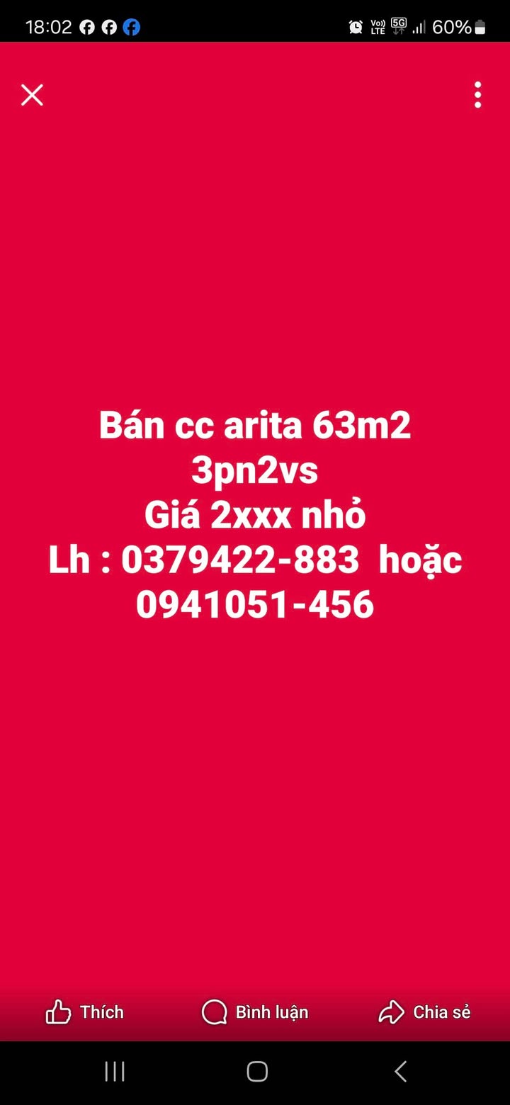 Căn hộ Arita Home Vinh 63m² giá thỏa thuận - Không thể bỏ lỡ!
