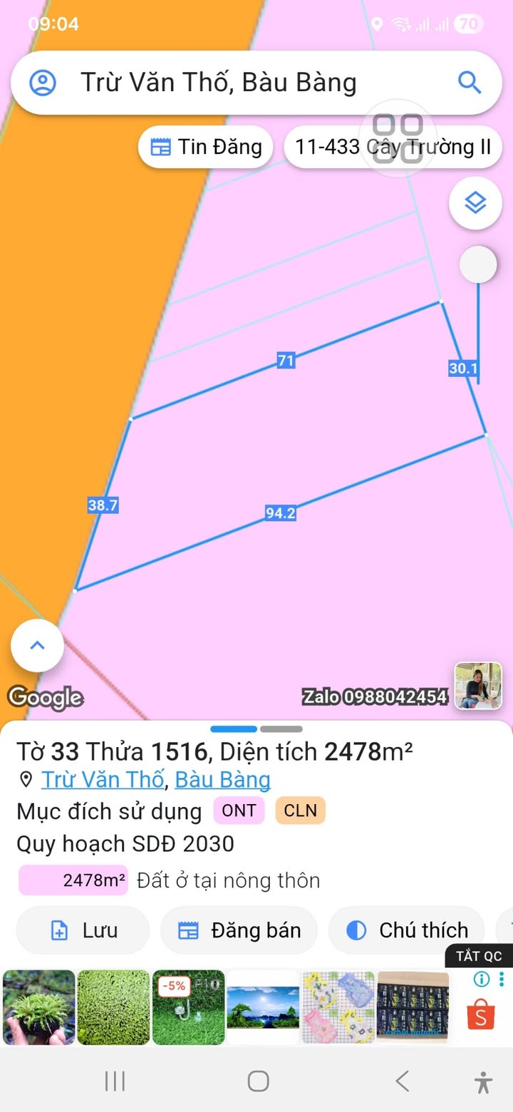 Đất nền Bàu Bàng 2.478m² giá 5 tỷ - Đầu tư kho xưởng lý tưởng!