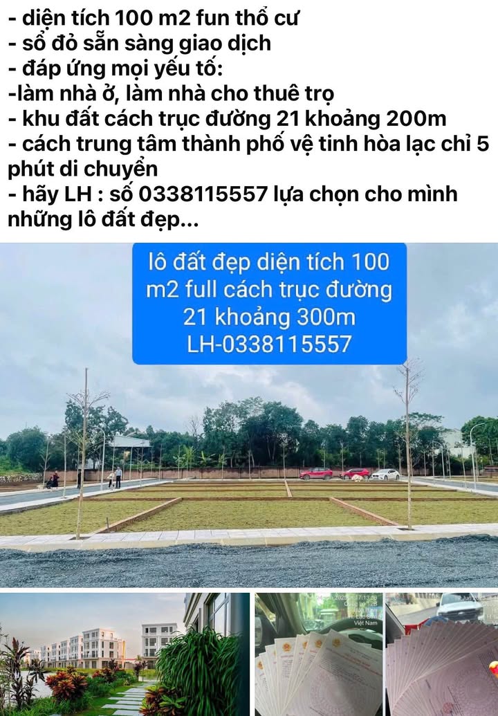 Đất nền Thạch Thất 100m² giá thỏa thuận - Đầu tư sinh lời cao!