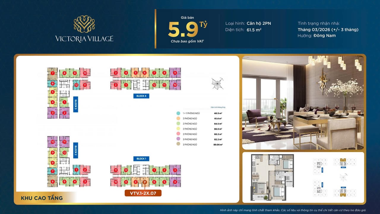 Căn hộ 2PN Thạnh Mỹ Lợi 61,5m² giá 5.9 tỷ - Nhanh tay sở hữu!