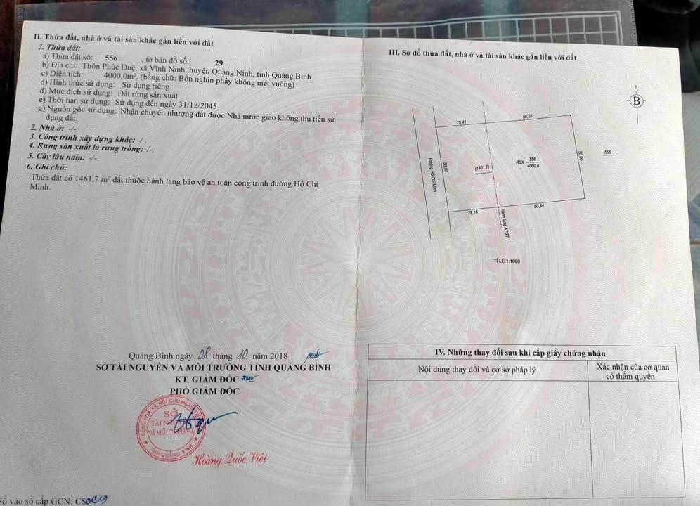 Đất nền 4000m² mặt tiền Hồ Chí Minh, xã Vĩnh Ninh, giá 10.5 tỷ - Cơ hội đầu tư hấp dẫn!