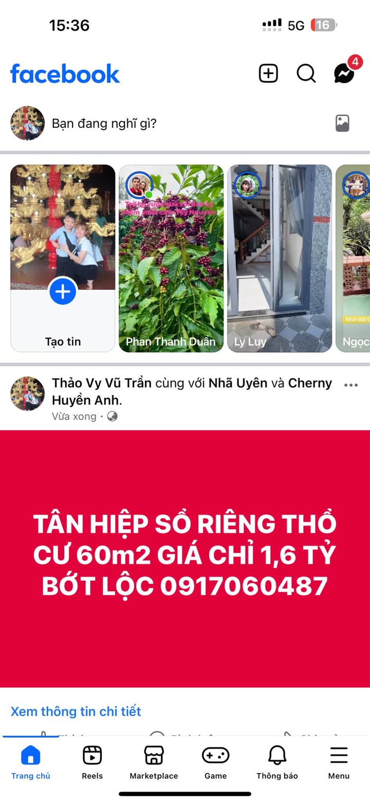 Đất thổ cư Tân Hiệp Biên Hòa 60m² giá 1.6 tỷ - Sổ riêng chính chủ!