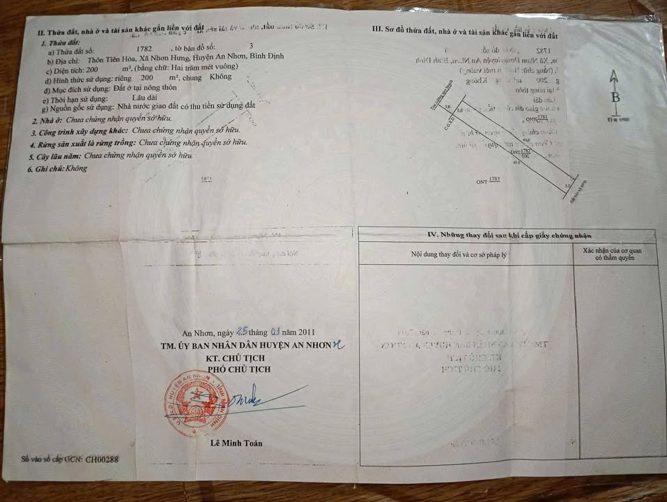 Đất nền Nhơn Hưng, An Nhơn 200m² giá 700 triệu - Sổ hồng chính chủ!