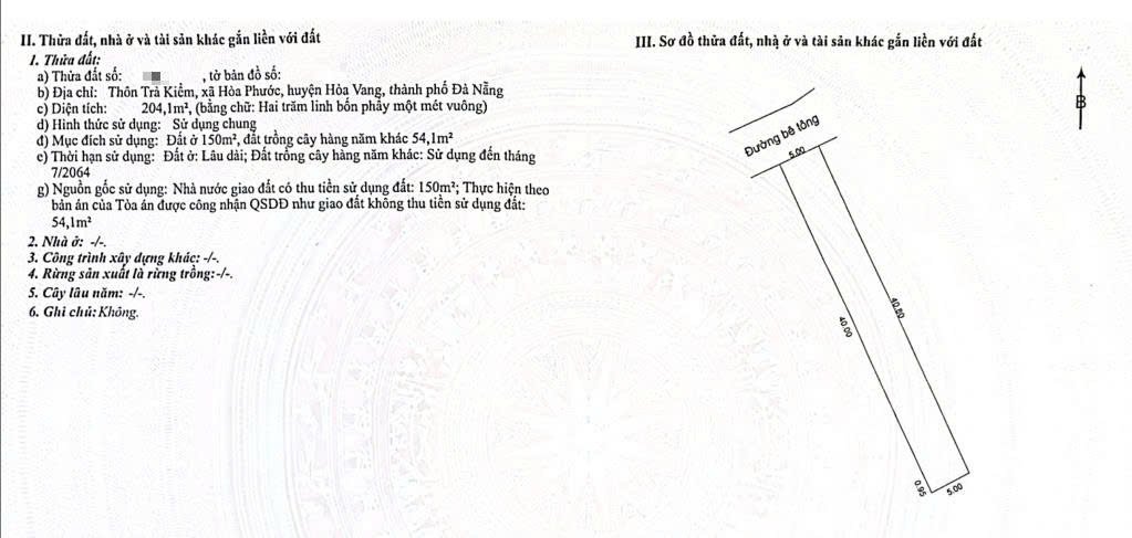 Đất nền Hòa Xuân, Cẩm Lệ 204m² giá 2 tỷ - Cơ hội đầu tư sinh lời cao!