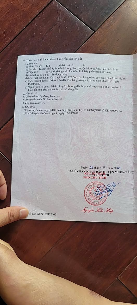 Đất ở Mường Ảng 207m² giá 200 triệu - Gần trường mầm non Hoa Ban!