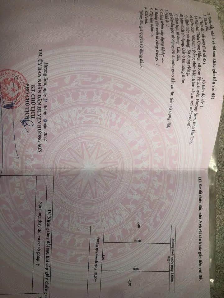 Đất ở thôn Công Đẳng, Sơn Phú, Hương Sơn 160m² - Đường rộng 18m, giá tốt thỏa thuận!