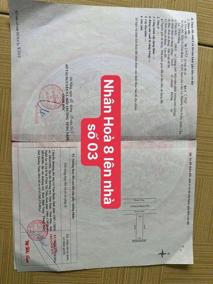 Đất nền 100m² đường Nhân Hòa 8, Hòa Xuân - Đà Nẵng, giá 4.05 tỷ - Khu dân cư sầm uất!