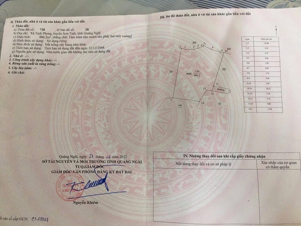 Đất nền KCN Tịnh Phong Quảng Ngãi 886,2m² - Vị trí đắc địa, không ngập nước!