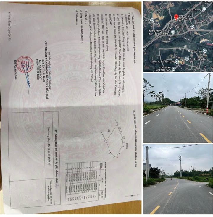 Đất thổ cư 123.3m² Đại Đình, Tam Đảo - Mặt tiền 19m, chỉ 1.2 tỷ!