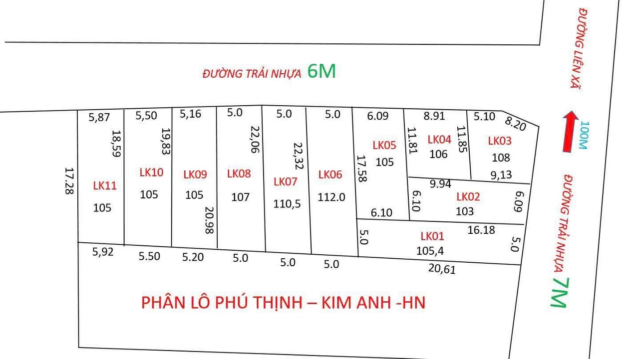 Đất thổ cư 103m² mặt tiền 6.09m tại phường Phú Thịnh, Sóc Sơn - Giá chỉ từ 20 triệu/m²!