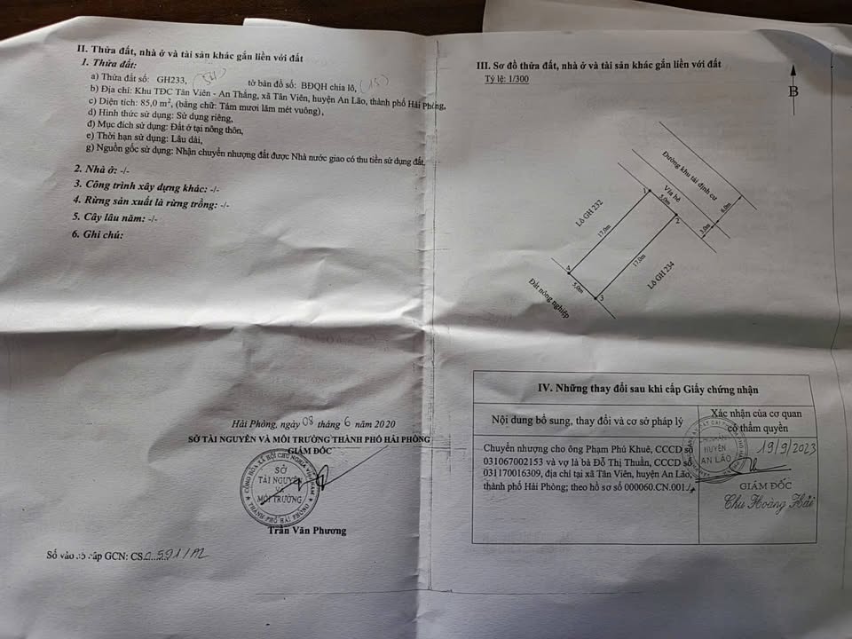 Đất Tái Định Cư Tân Viên An Lão 85m² giá 1 tỷ - Pháp lý rõ ràng, chính chủ!