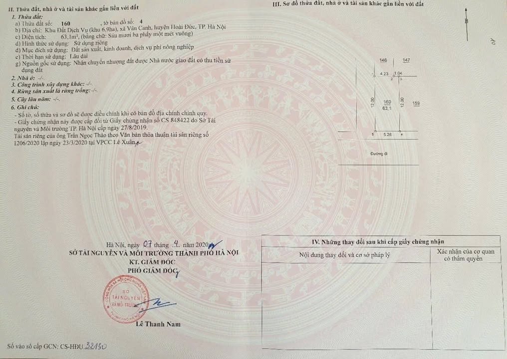 Đất dịch vụ Vân Canh Hoài Đức 63.1m² - Lô góc 2 mặt thoáng, vị trí đẹp!