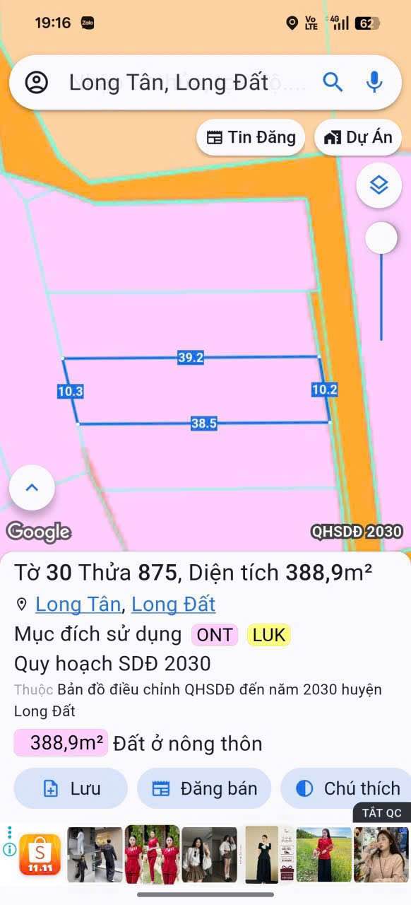 Đất nền Long Tân - Đất Đỏ 353m² chỉ 1.35 tỷ - Cơ hội đầu tư hấp dẫn!