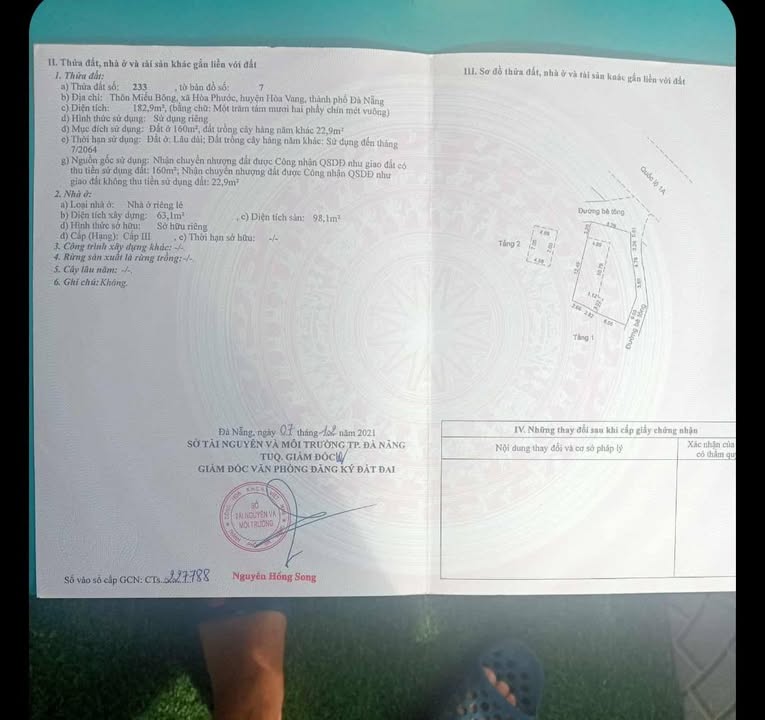 Đất 2 mặt tiền Quốc Lộ 1A, Hòa Phước 183m² giá 4.2 tỷ - Đầu tư sinh lời ngay!