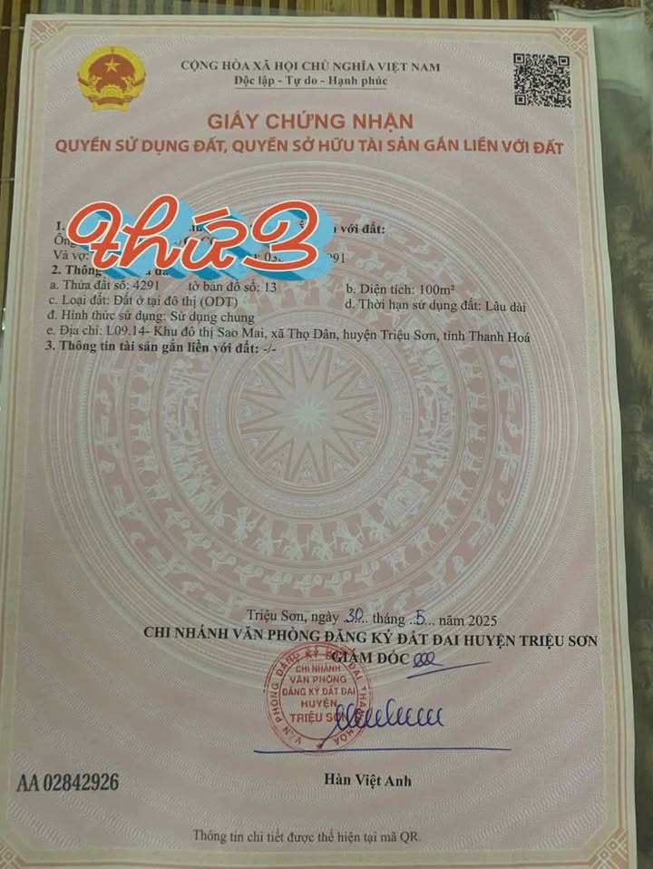 Đất nền KĐT Sao Mai Thọ Dân 110m² giá chỉ 900 triệu - Cơ hội đầu tư tuyệt vời!