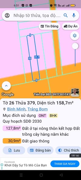 Đất thổ cư Bình Minh, Trảng Bom 160m² giá chỉ 1.32 tỷ - Sổ đỏ chính chủ