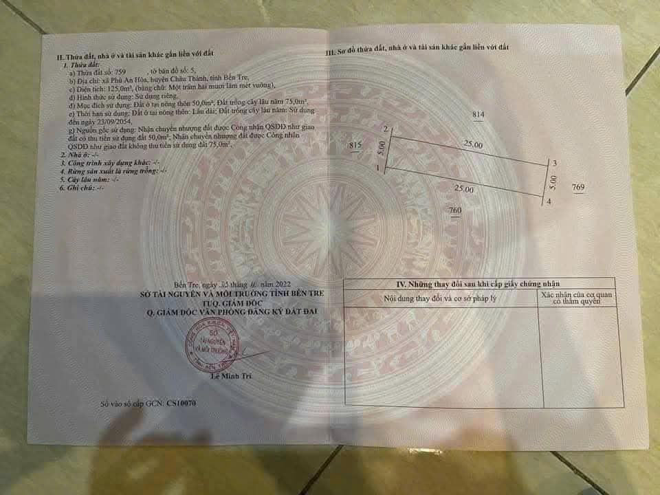 Đất nền mặt tiền đường ĐX03, xã Giao Long, Bến Tre 125m² giá 749 triệu - Cơ hội đầu tư lý tưởng!