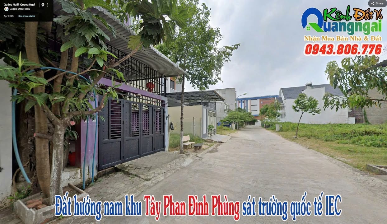 Đất nền Quảng Ngãi 108,5m² giá 1,9 tỷ - Hướng Nam, sát trường quốc tế IEC!