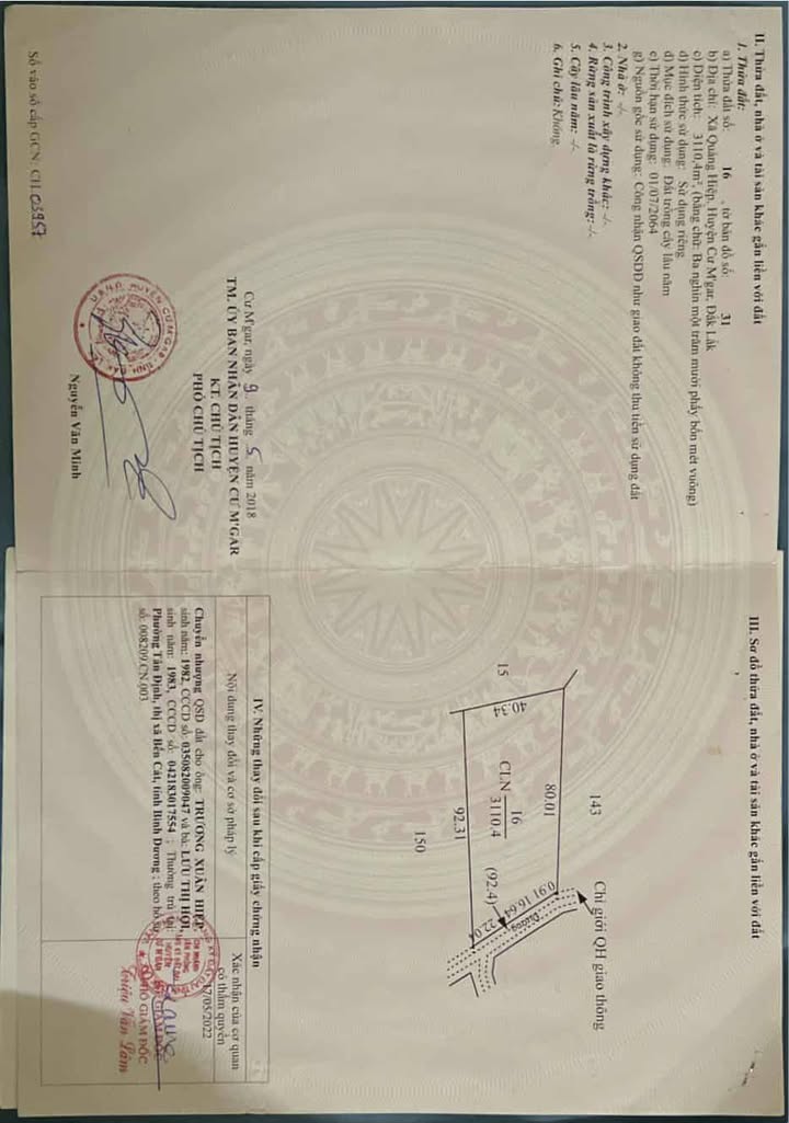 Đất nền Quảng Hiệp Cư M'gar 3.1 sào giá 939 triệu - Đầu tư sinh lời ngay!