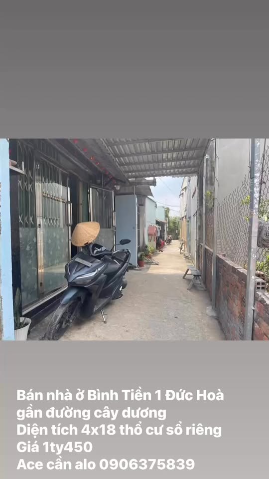 Nhà bán tại Bình Tiền 1, Đức Hoà 72m² giá chỉ 1.45 tỷ - Sổ riêng chính chủ!